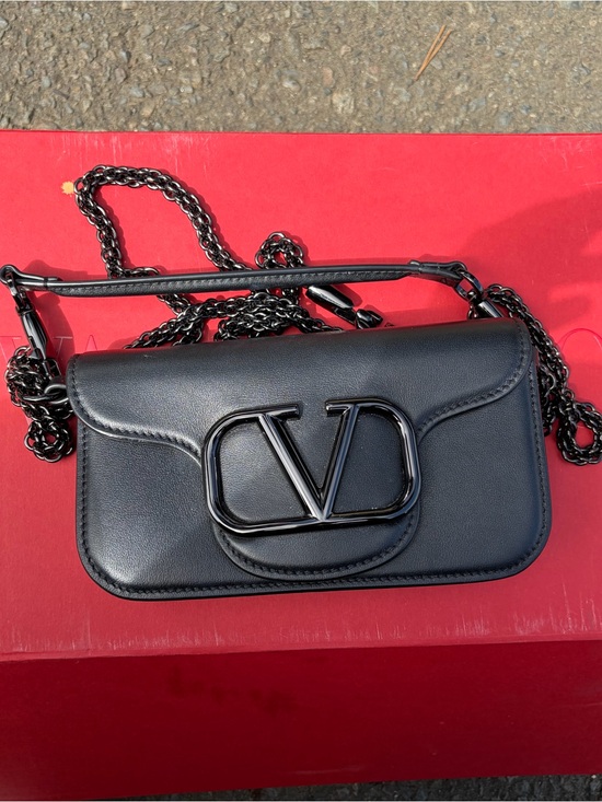 Valentino Garavani Handbags - Valentino Garavani Black VLOGO Chain Crossbody Bag